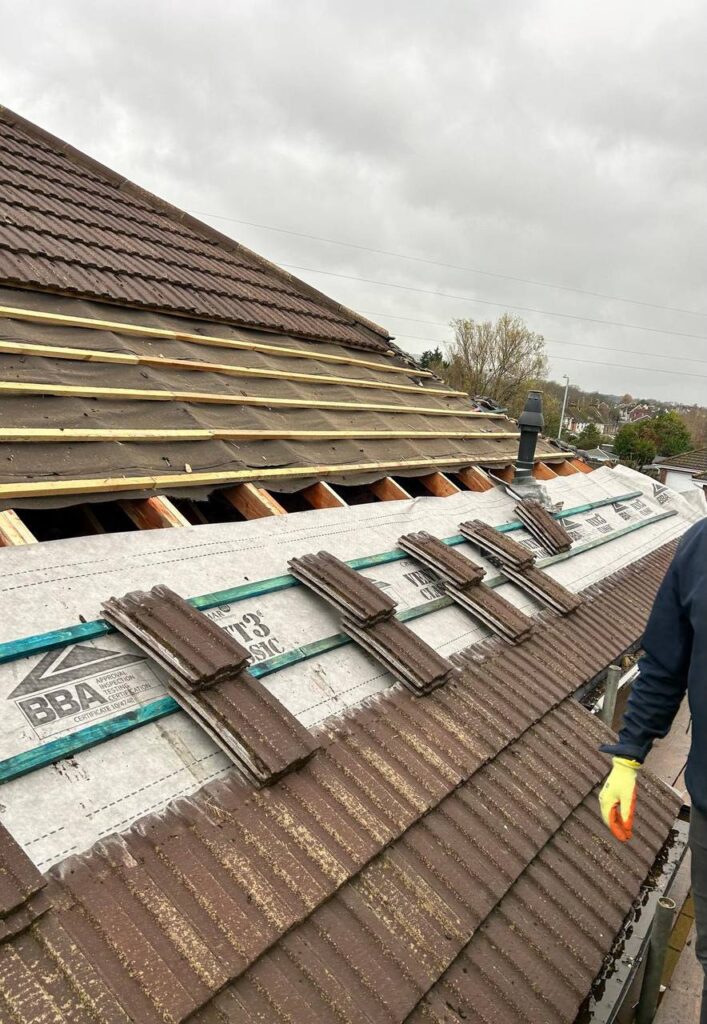 This is a photo of a roof installation being carried out in King's Lynn . Installation carried out by King's Lynn Roofing Services